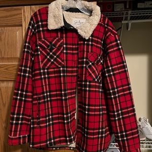 red and black shacket